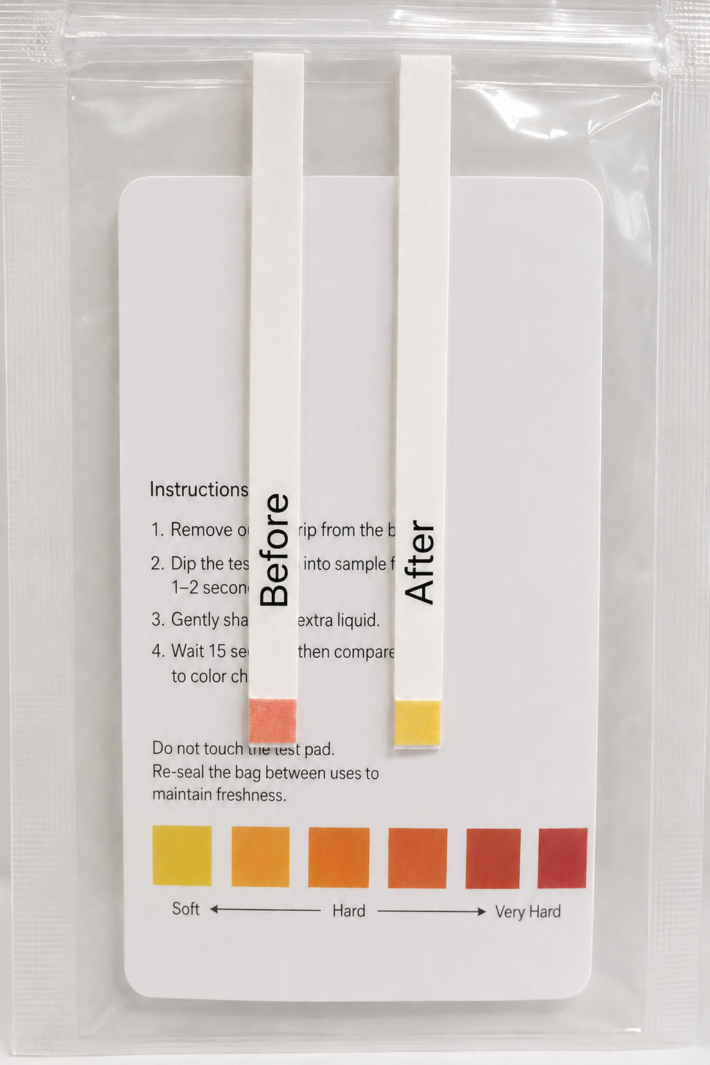 Hardness test strips — verify your water tests soft
